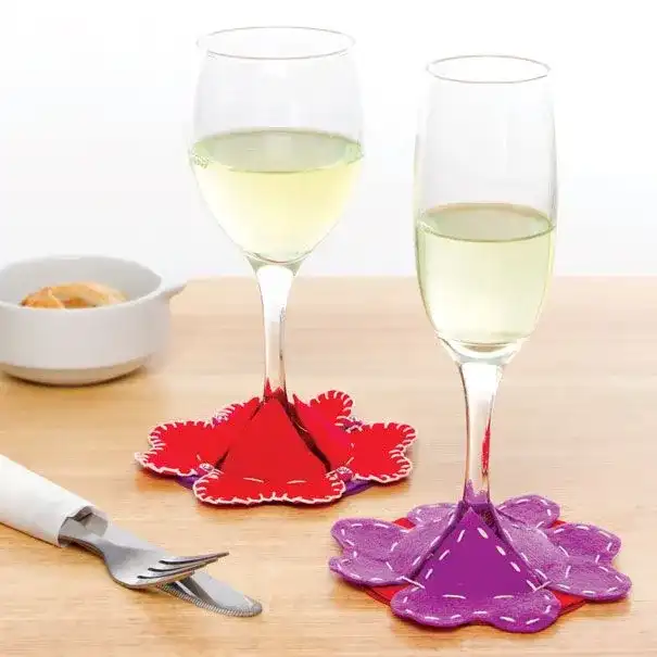 Heart Wine Glass Coasters craft activity