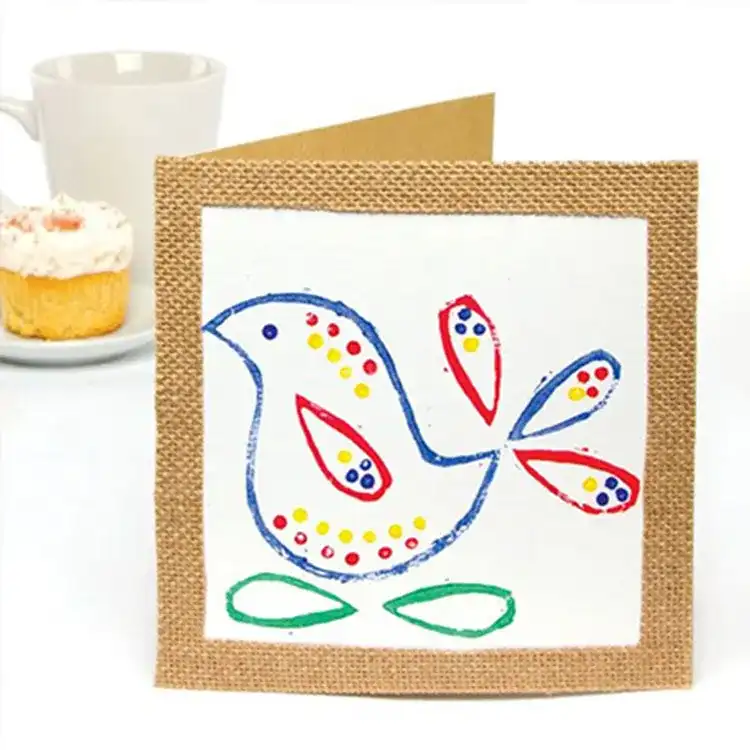 Lino Print Bird Card craft activity