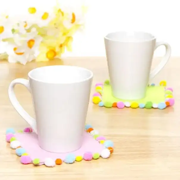 Pom Pom Edged Coasters craft activity