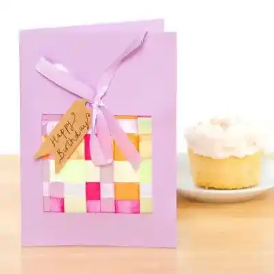 Woven Ribbon Birthday Card craft activity
