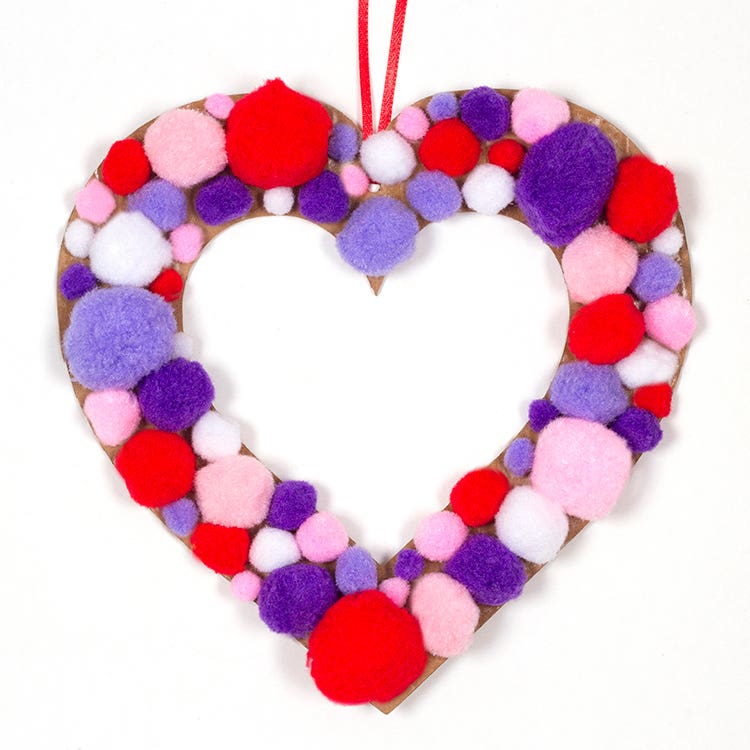 Pom Pom Heart Wreath craft activity