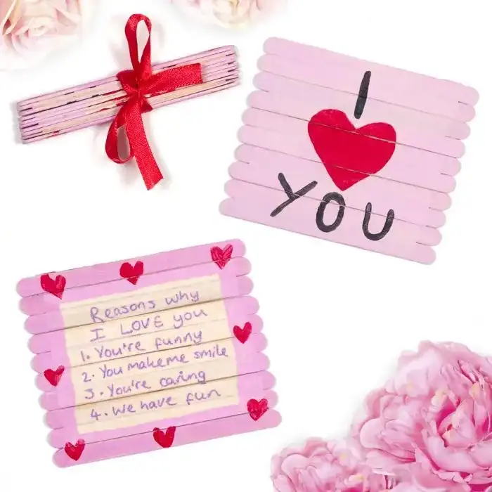 Valentine Folding Pop Stick Card craft activity