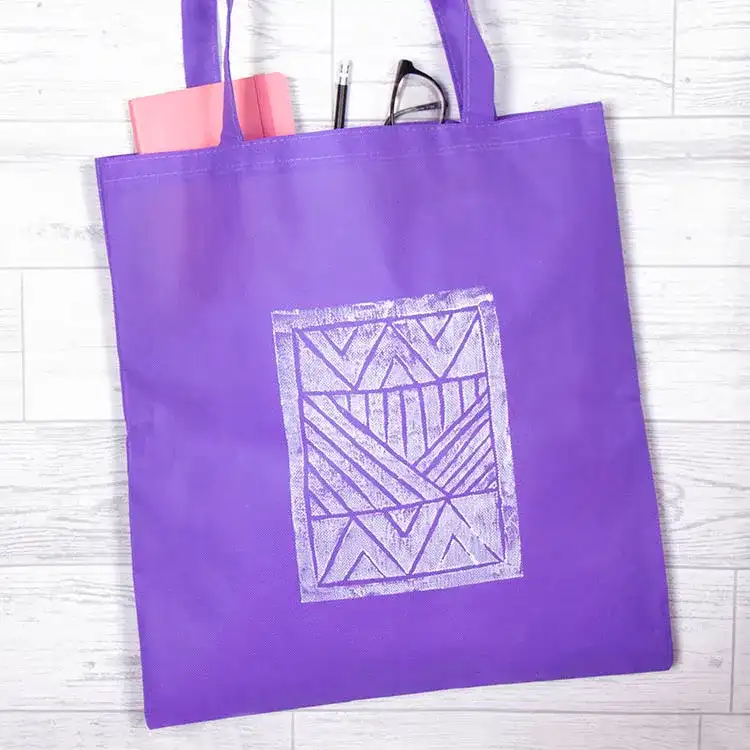 Lino Print Bag craft activity