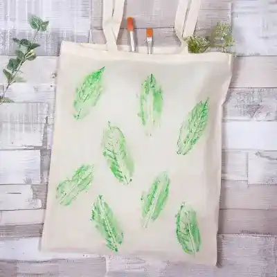 Natural Leaf Stamped Bag craft activity