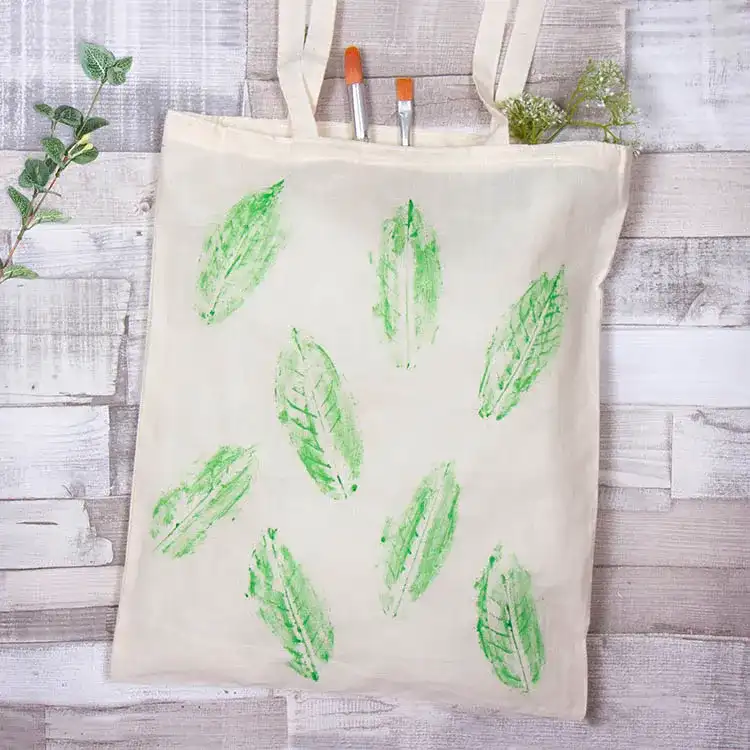 Natural Leaf Stamped Bag craft activity