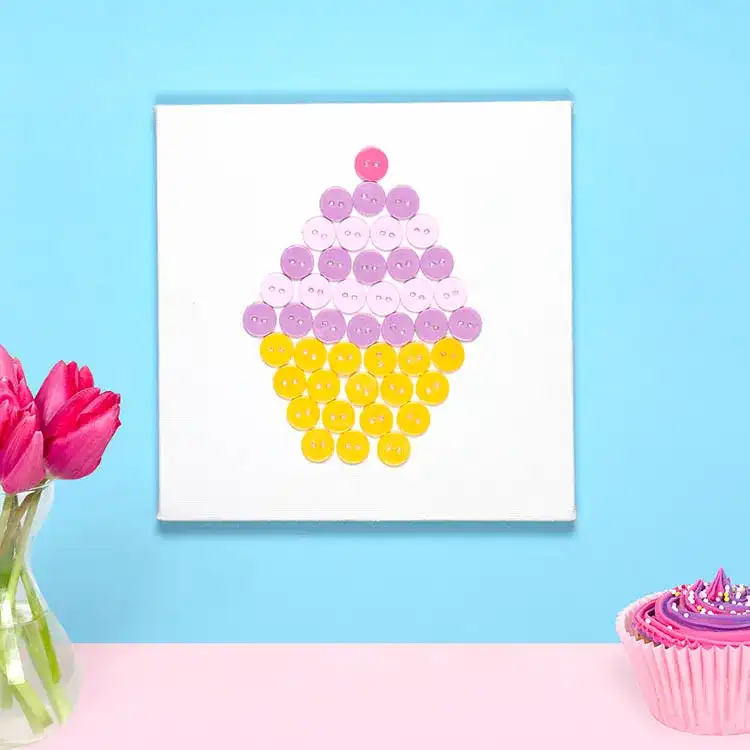 Cupcake Button Canvas craft activity