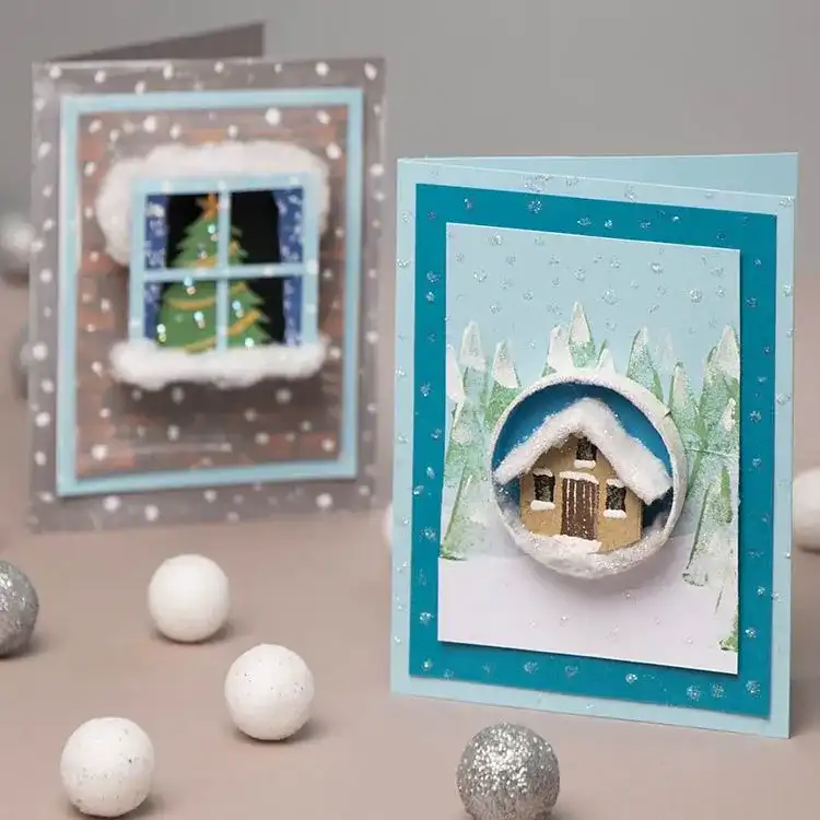 3D Christmas Window Cards craft activity