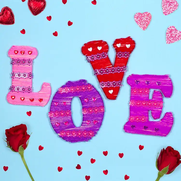 Yarn Wrapped LOVE Letters craft activity