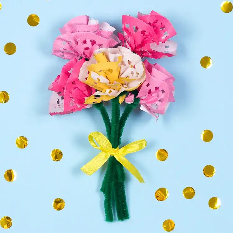 Doily Flower Bouquet craft activity