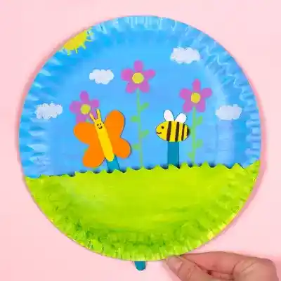 Interactive Spring Paper Plate Scene craft activity