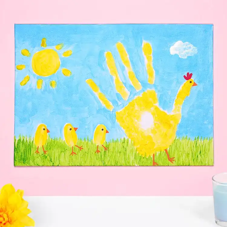 Handprint Chick Canvas craft activity