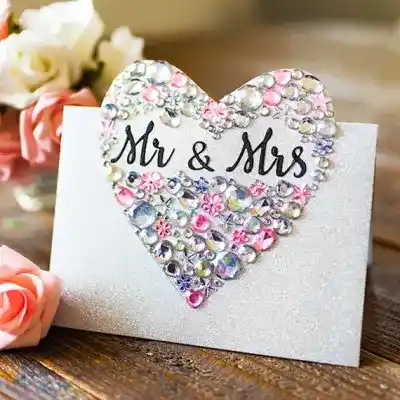‘Mr & Mrs’ Jewelled Wedding Card craft activity