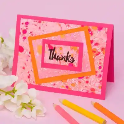 Marbled-Effect Thanks Card craft activity