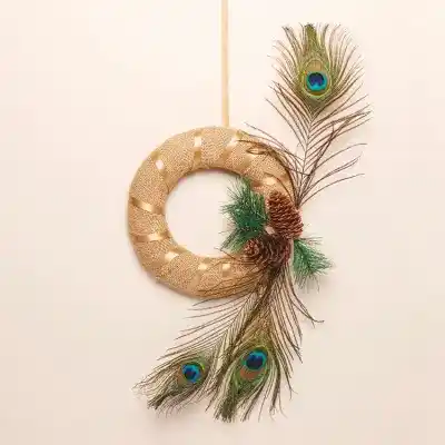 Hessian & Peacock Feather Wreath craft activity