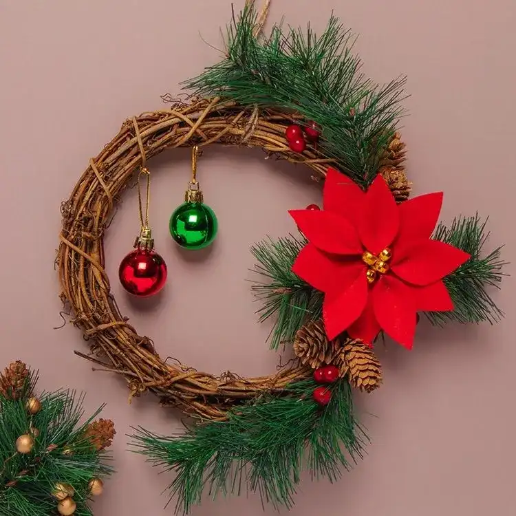 Rattan Poinsettia Wreath craft activity