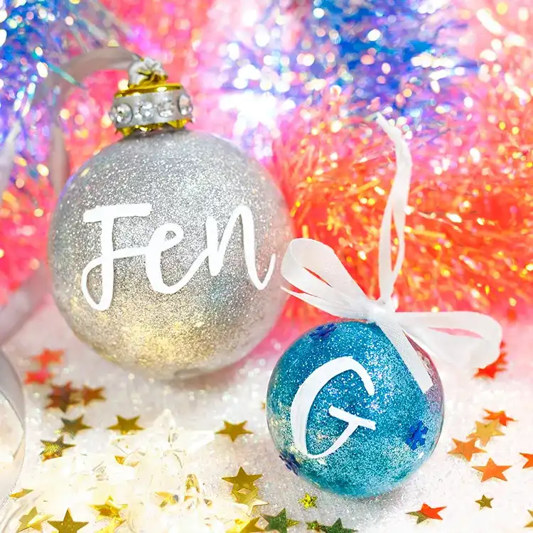 Personalised Glitter Baubles craft activity