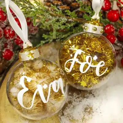 Personalised Tinsel and Glitter Pom Pom Baubles