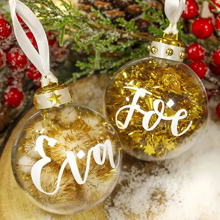Personalised Tinsel and Glitter Pom Pom Baubles craft activity