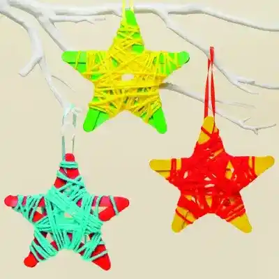 Yarn Wrapped Star Decorations craft activity