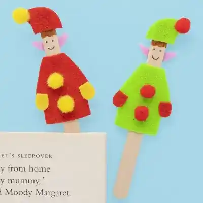 Elf Pop Stick Bookmarks craft activity