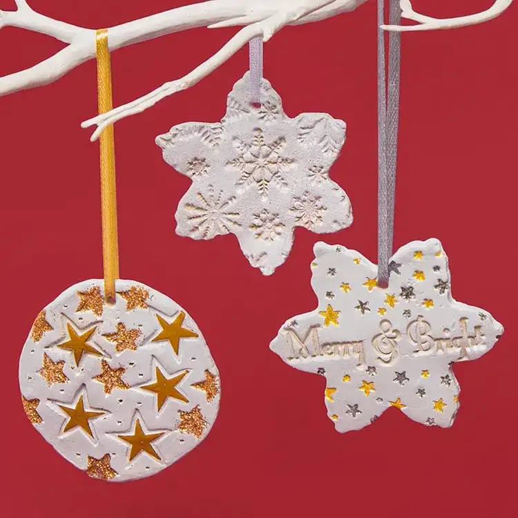 Bauble & Snowflake Embossed Decorations craft activity