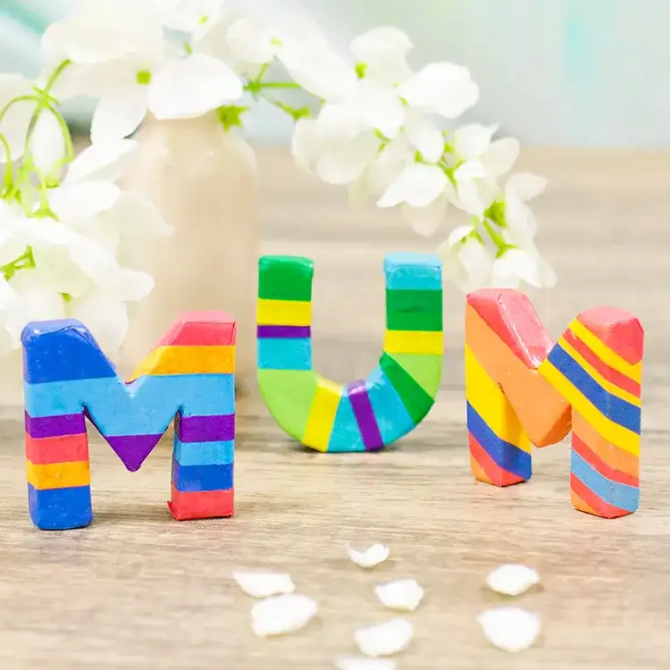 Rainbow MUM Clay Letters craft activity
