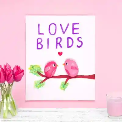 Love Birds Pebble Art craft activity