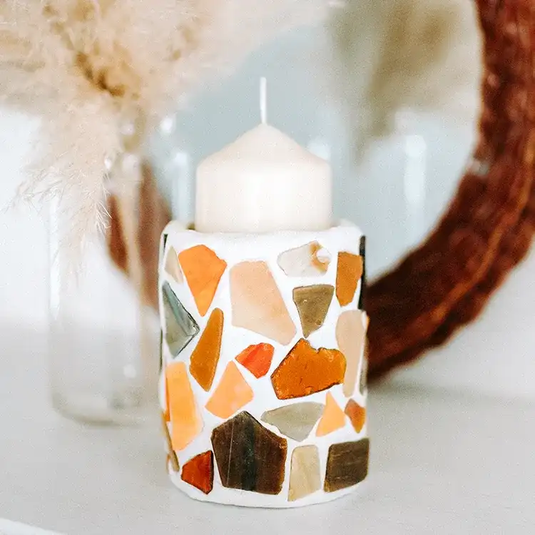 Glass Mosaic Can Candle Holder craft activity