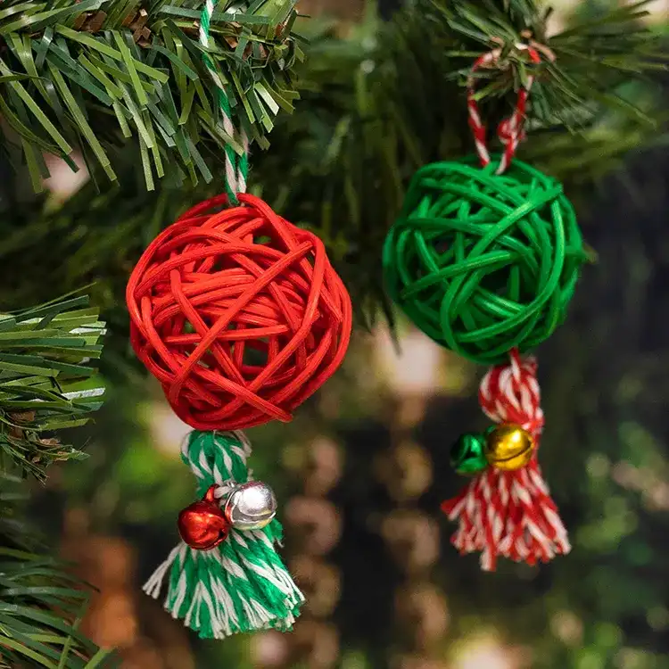 Rattan Balls & Bells Tree Decorations craft activity