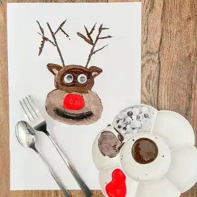Reindeer Fork & Spoon Painting craft activity