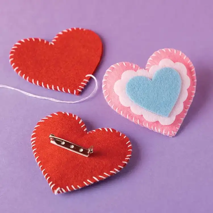 Felt Heart Brooch craft activity