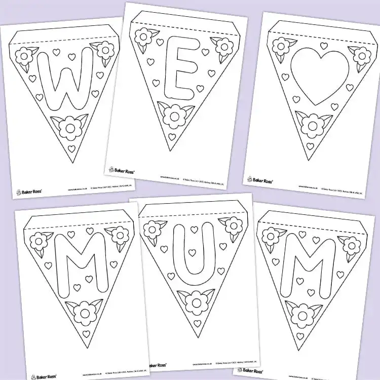 We Love Mum Bunting Printable craft activity