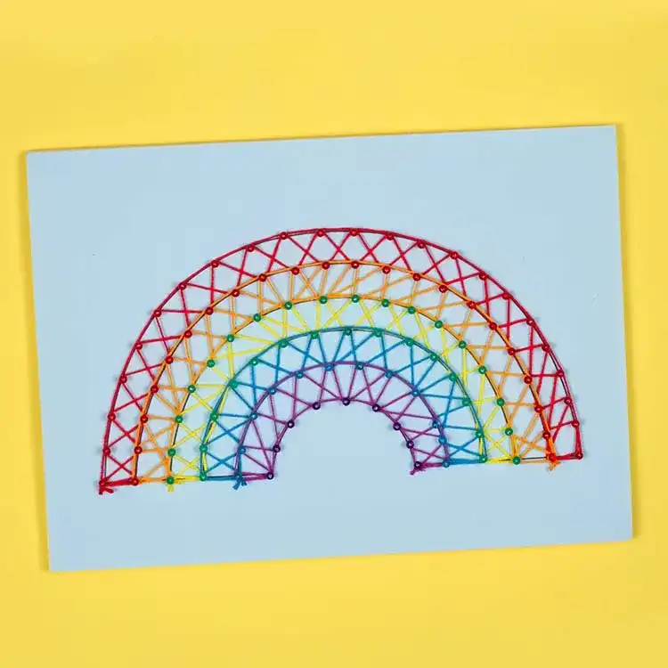 Rainbow String Art craft activity