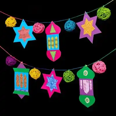 Rainbow Eid Party String craft activity