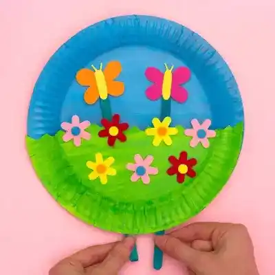 Interactive Butterfly Paper Plate Scene craft activity