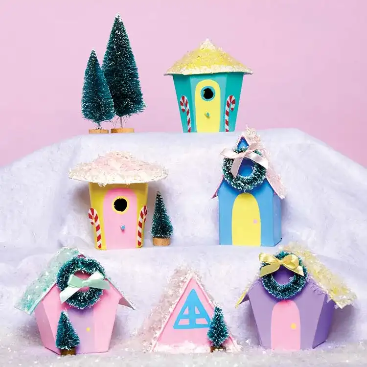 Pastel Christmas Village craft activity