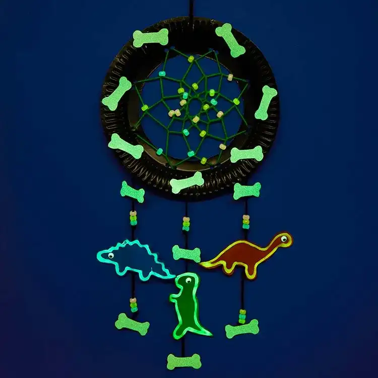 Glow In The Dark Dinosaur Dreamcatcher craft activity