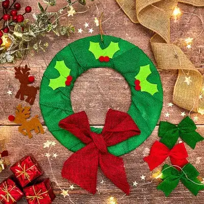 Burlap Ribbon Wreath craft activity