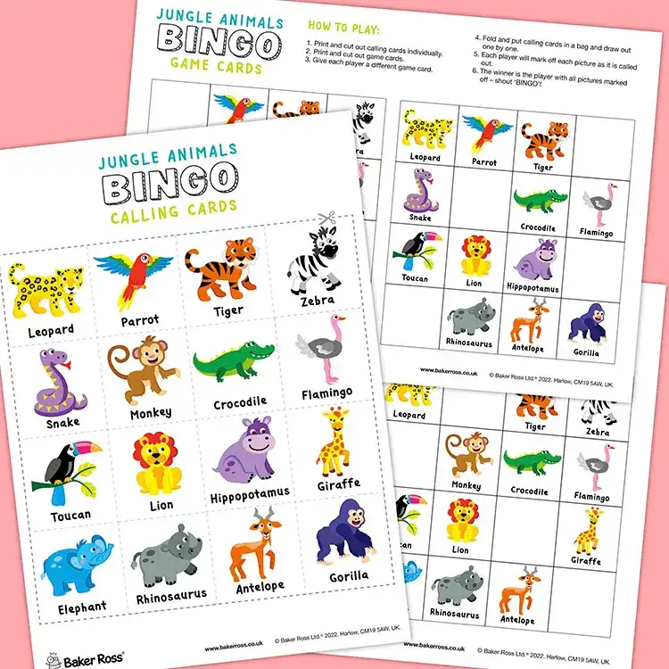 Jungle Animals Bingo craft activity