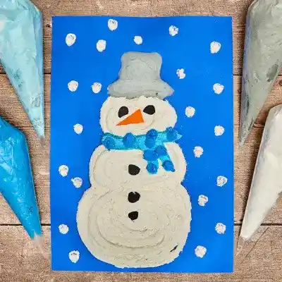 Puffy Painting Snowman craft activity