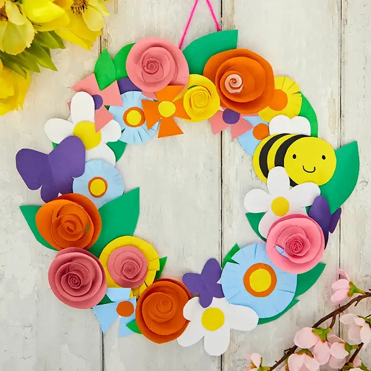 Floral Paper Wreath craft activity