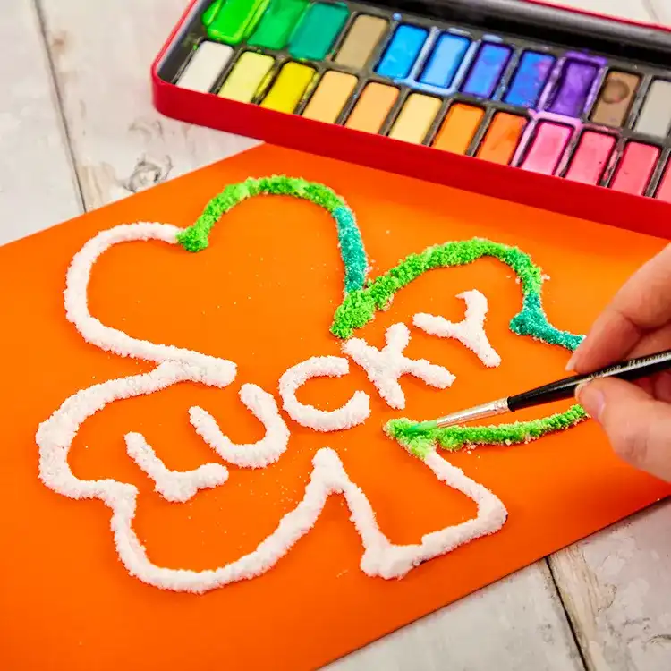 Shamrock Salt Painting craft activity