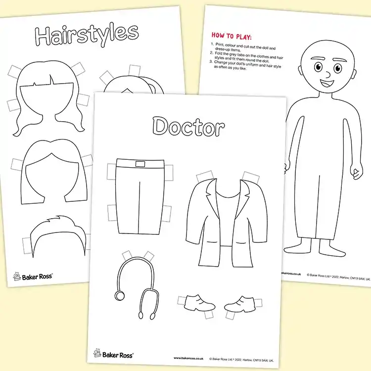 Doctor Dress-up Paper Doll craft activity