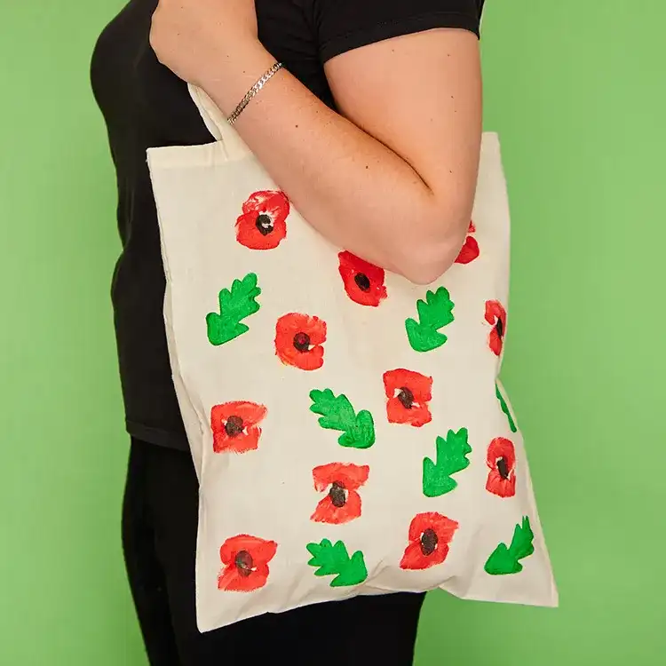 Handprint Poppies Tote Bag craft activity