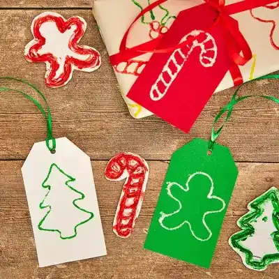 String Printing Christmas Gift Tags craft activity