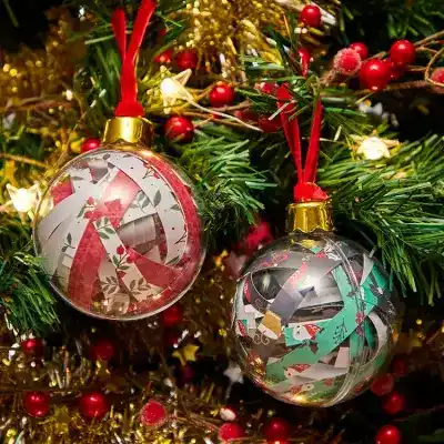 Upcycled Christmas Shredded Paper Bauble