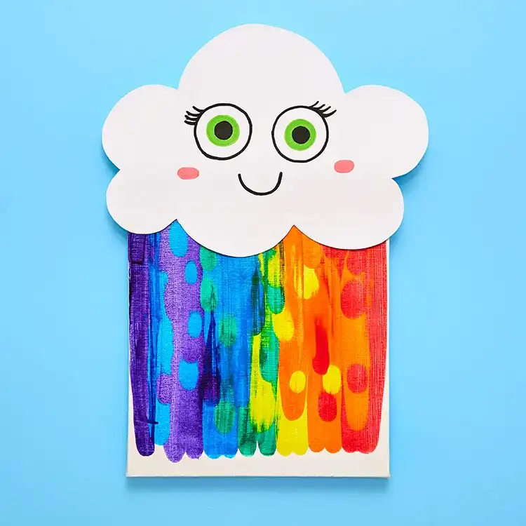 Squeegee Painting Rainbow Cloud craft activity