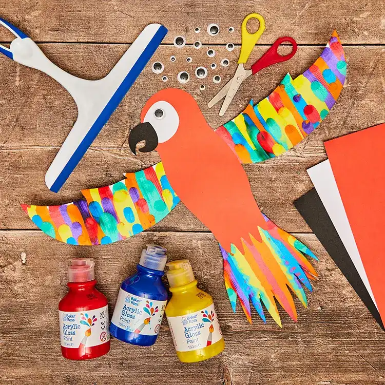 Squeegee Painting Parrot craft activity