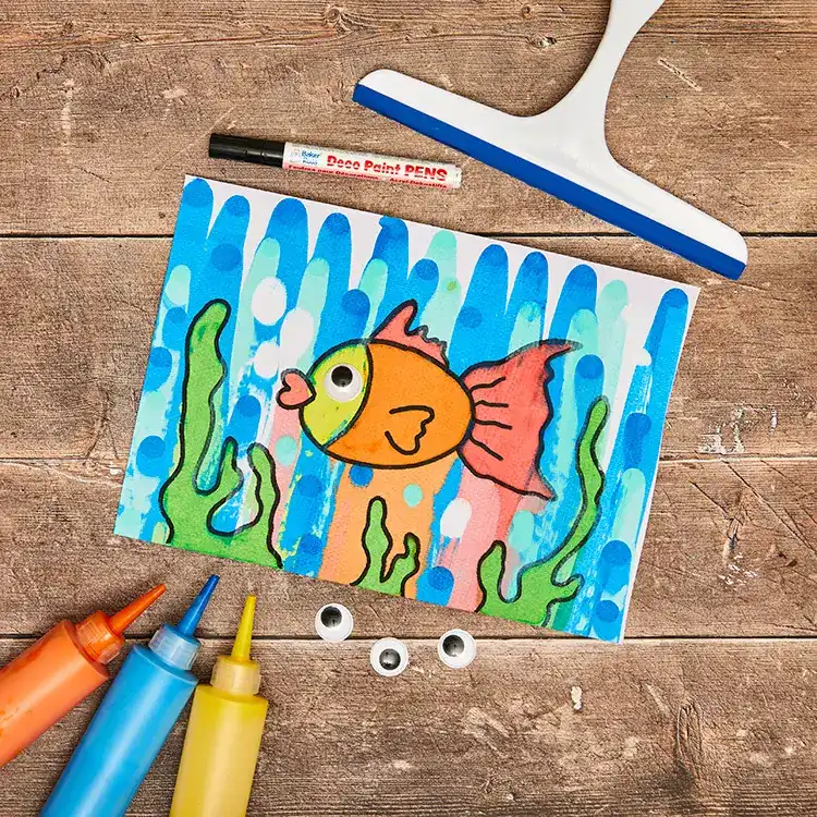 Squeegee Painting Fish craft activity