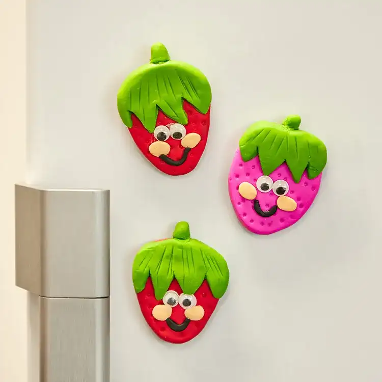 Strawberry Polymer Clay Magnets craft activity